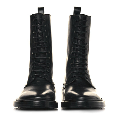 Balenciaga Calfskin Men Lace Up Combat Boots 39 Black 2 of 9