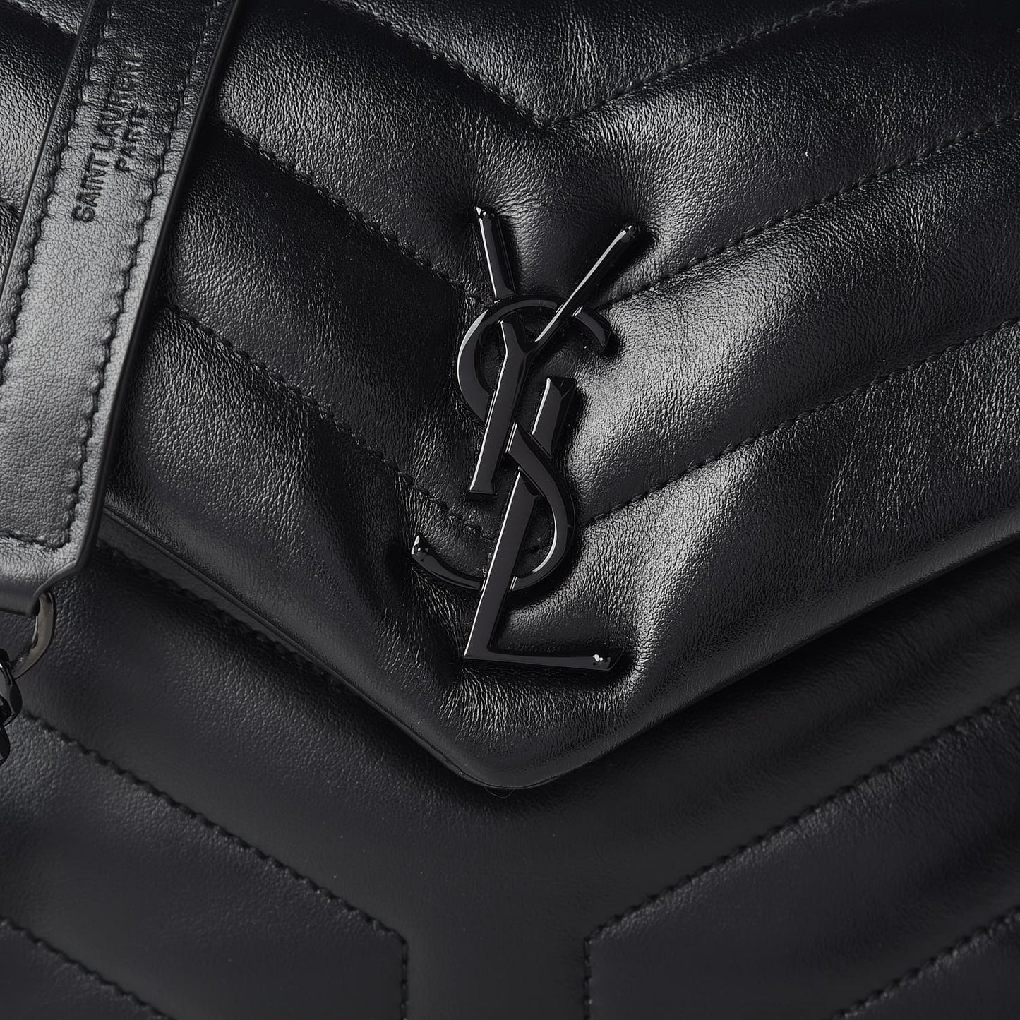Calfskin Y Quilted Monogram Small Loulou Chain Satchel Black
