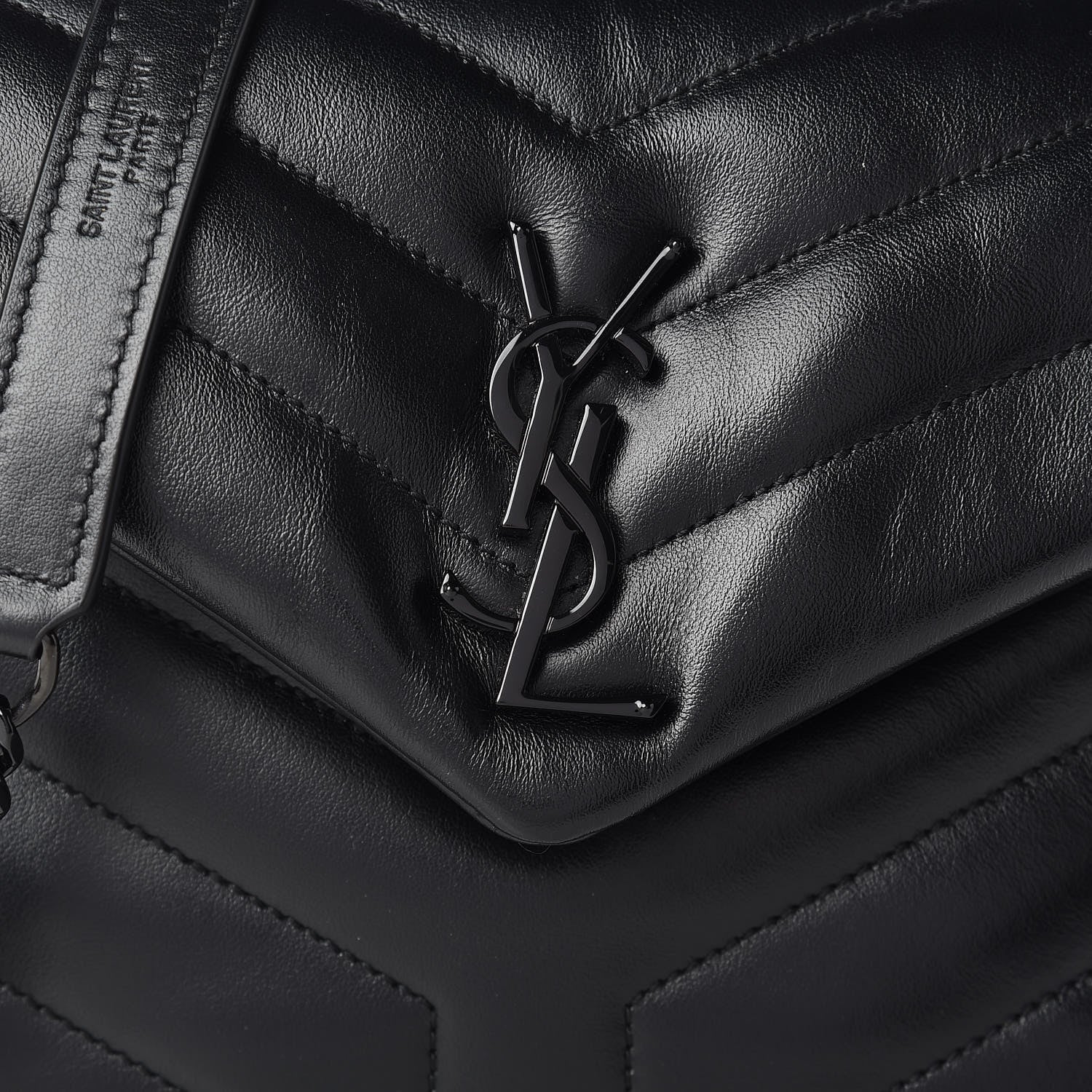 Saint Laurent Calfskin Y Quilted Monogram Small Loulou Chain Satchel Black 9 of 11