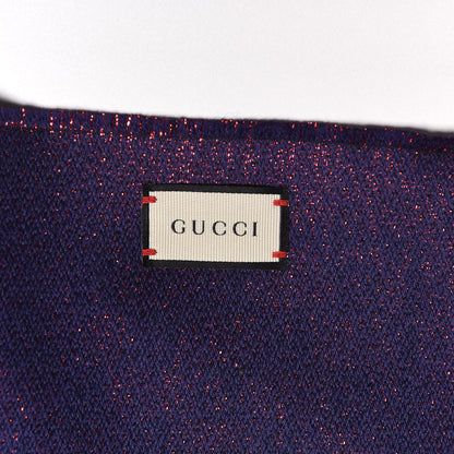 Gucci Wool Silk Jacquard GG Monogram Stenix Scarf Navy Red 5 of 5