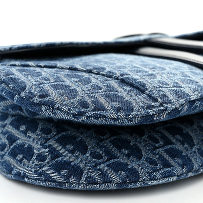 Christian Dior Denim Oblique Jacquard Saddle Bag With Strap Blue 9 of 12