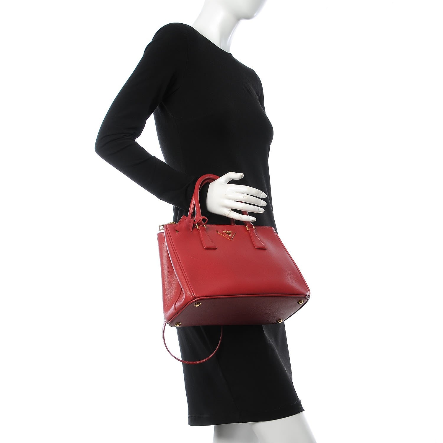 Prada Saffiano Small Galleria Double Zip Tote Fuoco 2 of 13