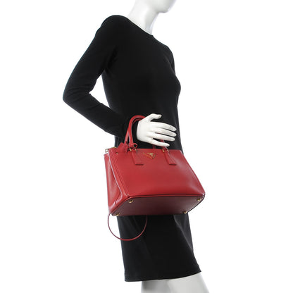 Prada Saffiano Small Galleria Double Zip Tote Fuoco 2 of 13