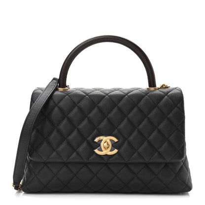 Chanel Caviar Lizard Embossed Quilted Small Coco Handle Flap Black 1 of 10