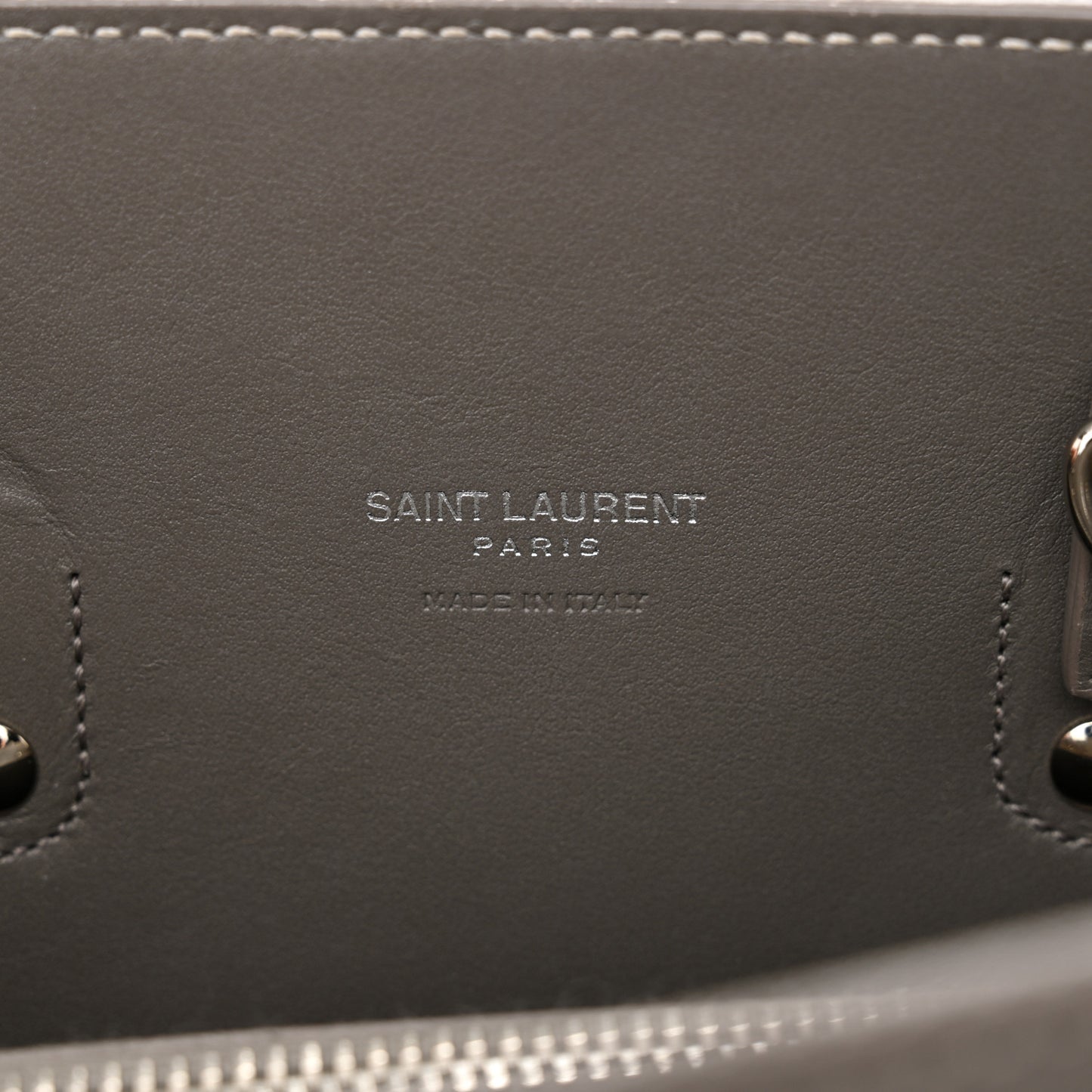 Grained Calfskin Topstich Baby Sac De Jour Grey