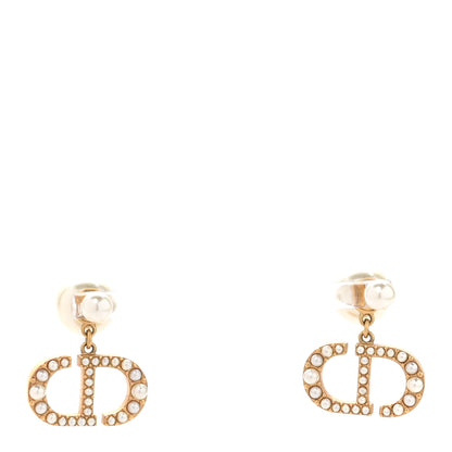 Christian Dior Pearl Tribal CD Drop Earrings Gold 1 of 4