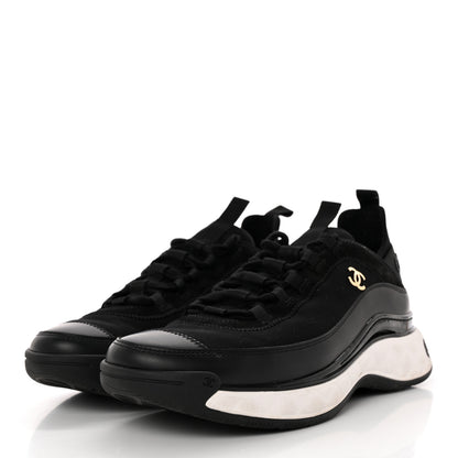 Chanel Velvet Calfskin Mixed Fibers CC Sneakers 41 Black 3 of 10