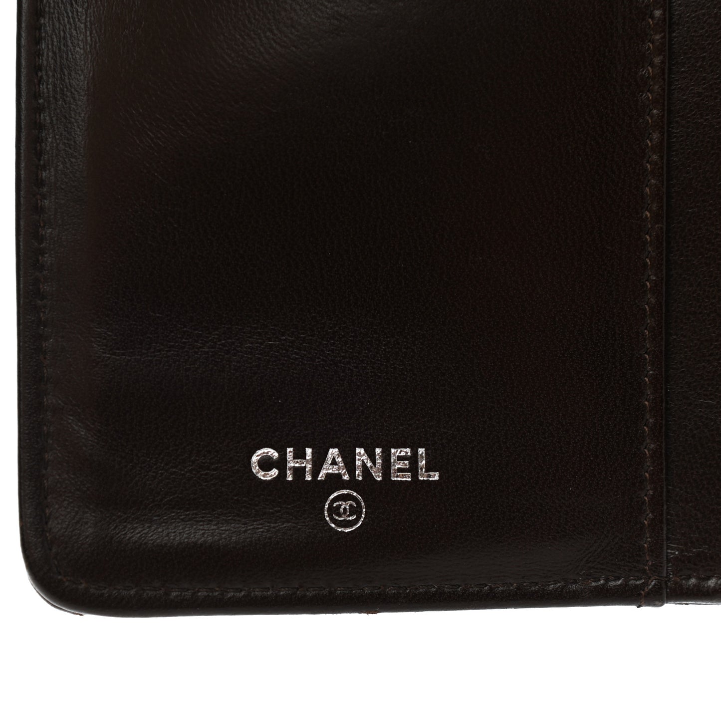 Lambskin Quilted Yen Wallet Dark Brown