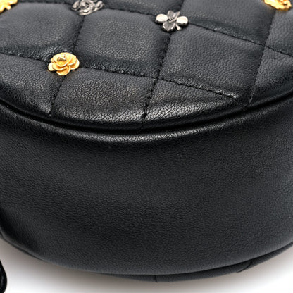 Chanel Lambskin Quilted Studded Round Clutch With Chain Black 9 of 10