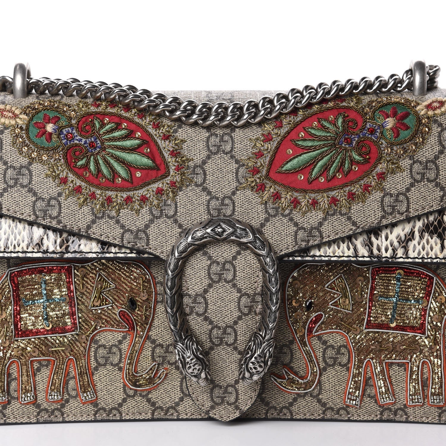 Gucci GG Supreme Monogram Elaphe Elephant Embroidered Small Dionysus Shoulder Bag 11 of 11