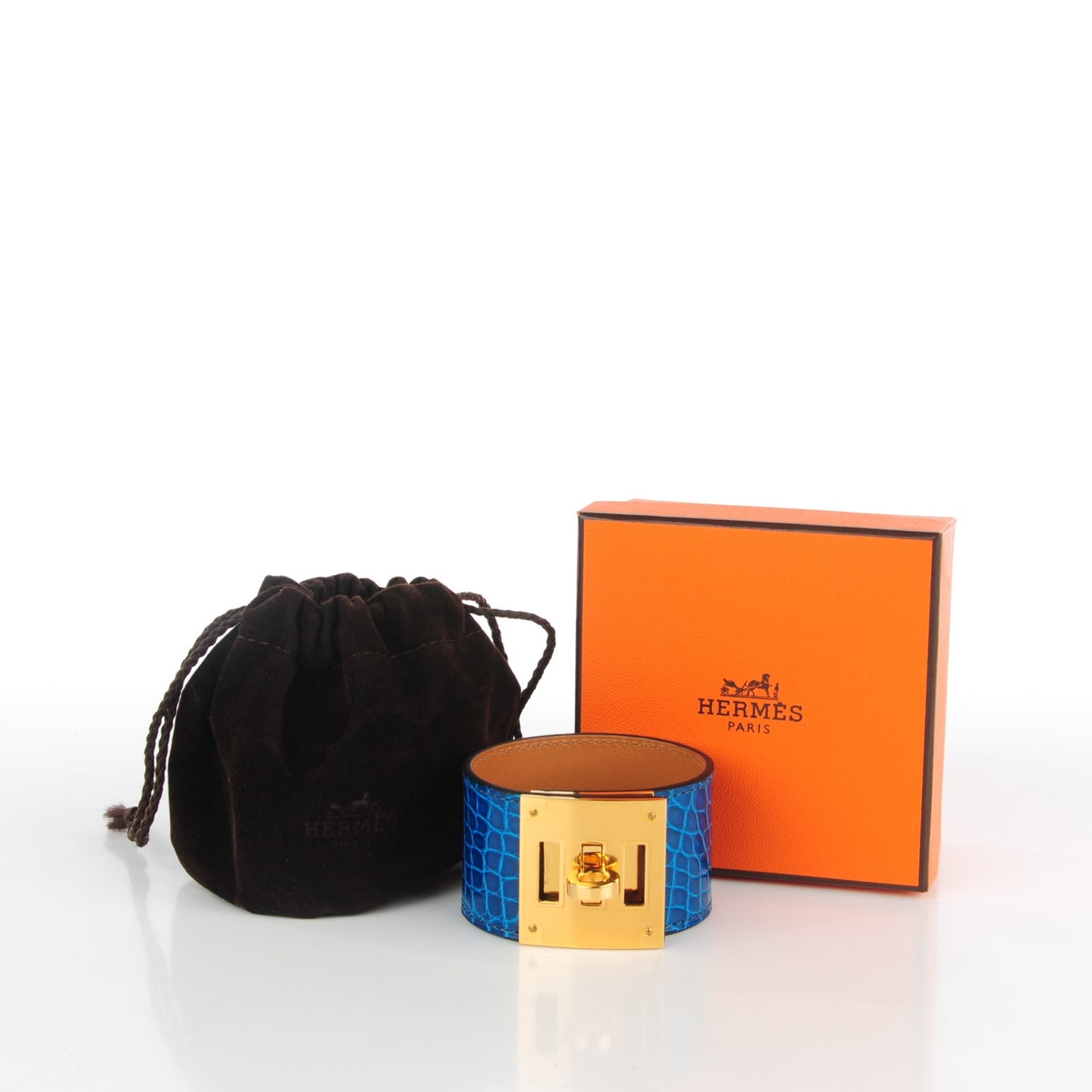 Shiny Alligator Kelly Dog Cuff Bleu Izmir