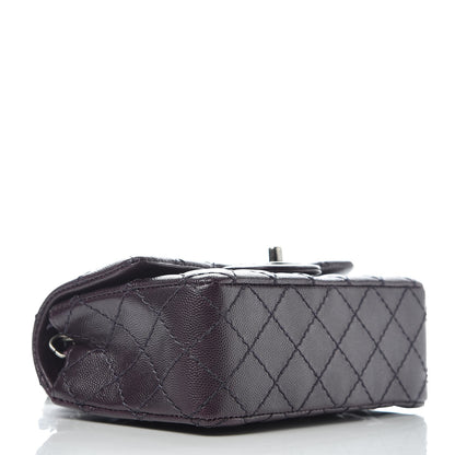 Chanel Washed Caviar Quilted Mini Rectangular Flap Dark Purple 4 of 11