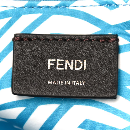 Fendi X SARAH COLEMAN Glazed Canvas Vitello King FF Vertigo Shopping Tote Bag Cyber Blue White 6 of 10