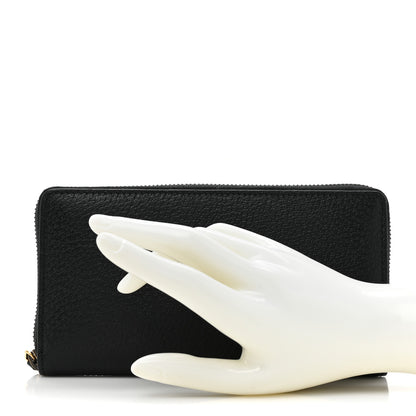 Gucci Dollar Calfskin Boar Effect GG Marmont Zip Around Wallet Black 2 of 14