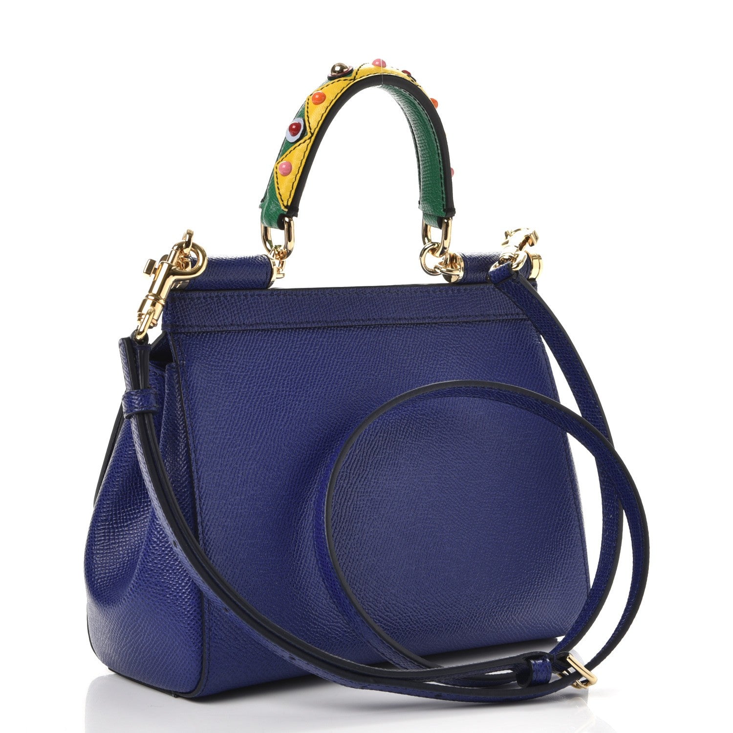 Dolce & Gabbana Dauphine Small Miss Sicily Embellished Handle Satchel Bleuette 4 of 7