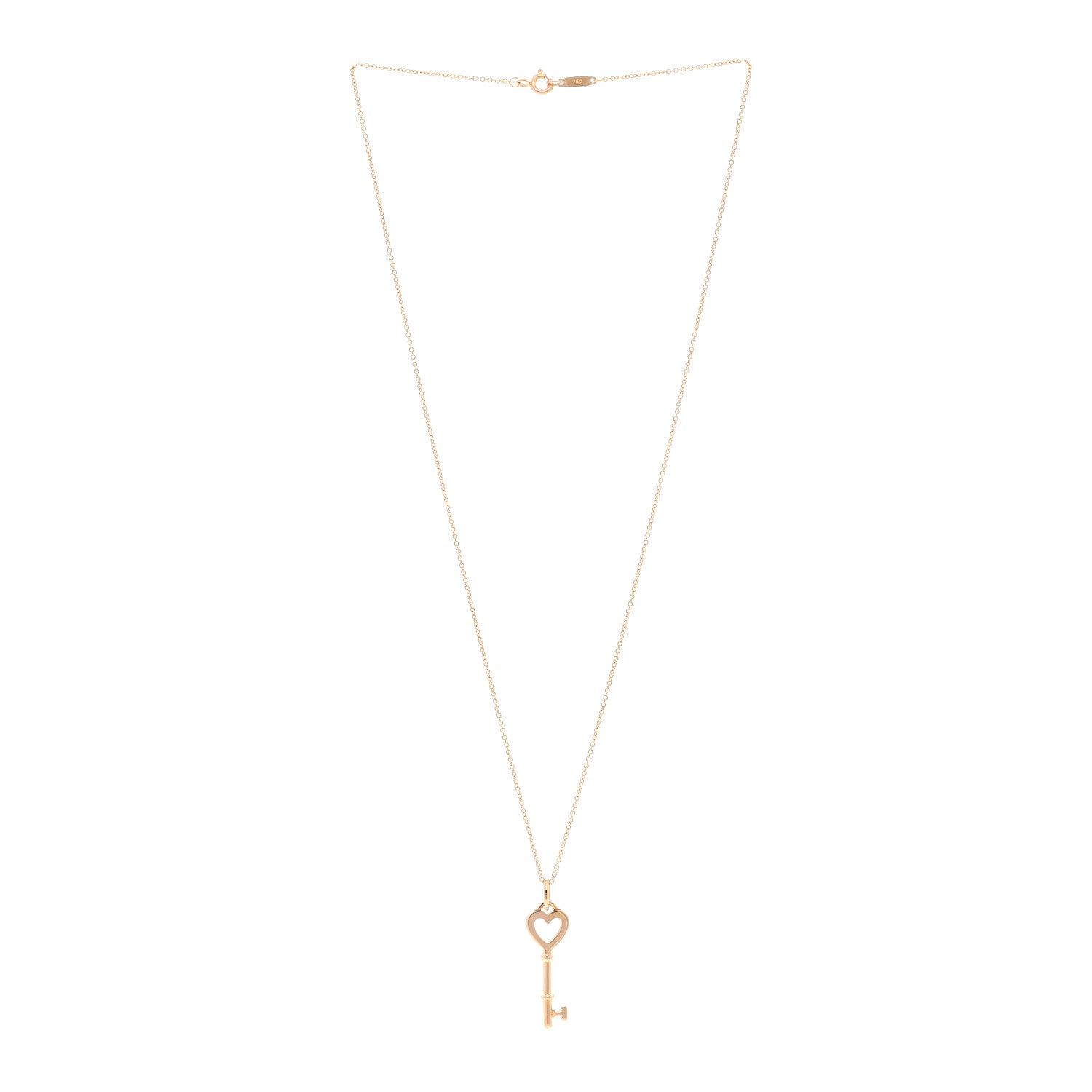 Tiffany 18K Rose Gold Mini Heart Key Pendant Necklace 3 of 5