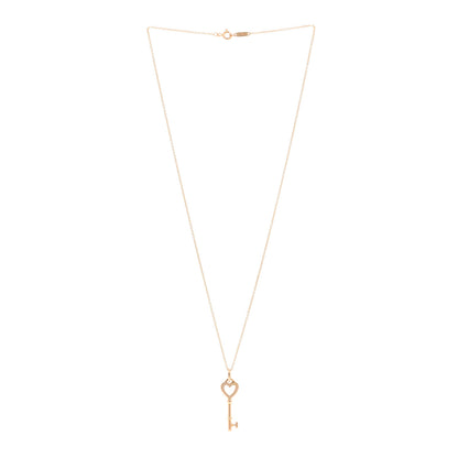 Tiffany 18K Rose Gold Mini Heart Key Pendant Necklace 3 of 5