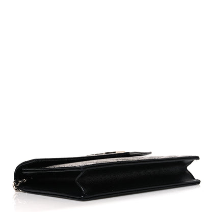 Saint Laurent Grain De Poudre Matelasse Chevron Monogram Envelope Chain Wallet Black 4 of 10