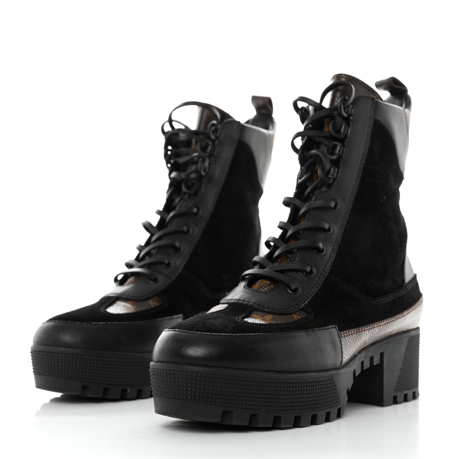 Louis Vuitton Suede Calfskin Monogram Laureate Platform Desert Boots 40 Black 3 of 8