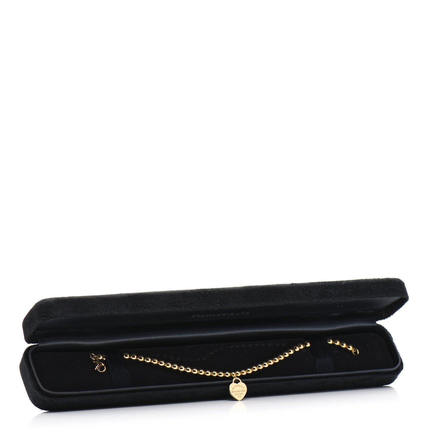 18K Yellow Gold 4mm Return To Tiffany Bead Heart Tag Bracelet