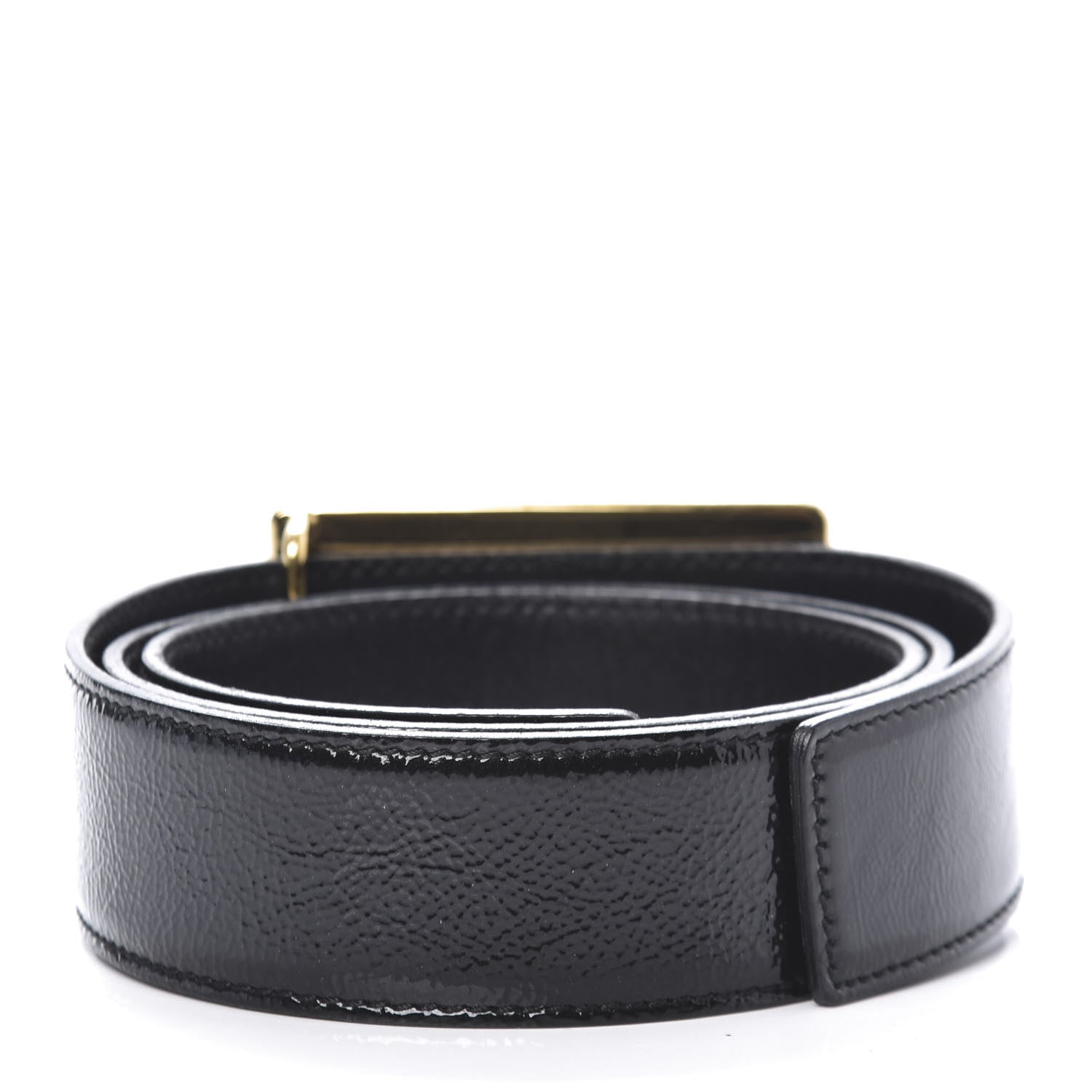 Saint Laurent Patent Calfskin Y-Mail Belt 75 30 Black 2 of 6