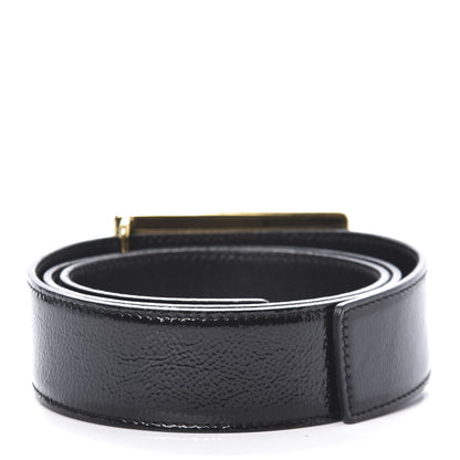 Saint Laurent Patent Calfskin Y-Mail Belt 75 30 Black 2 of 6