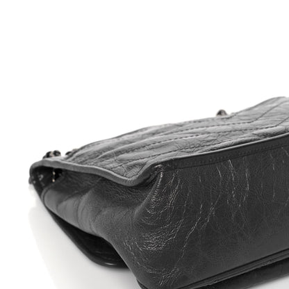 Saint Laurent Crinkled Calfskin Matelasse Monogram Medium Niki Chain Satchel Fog 6 of 13