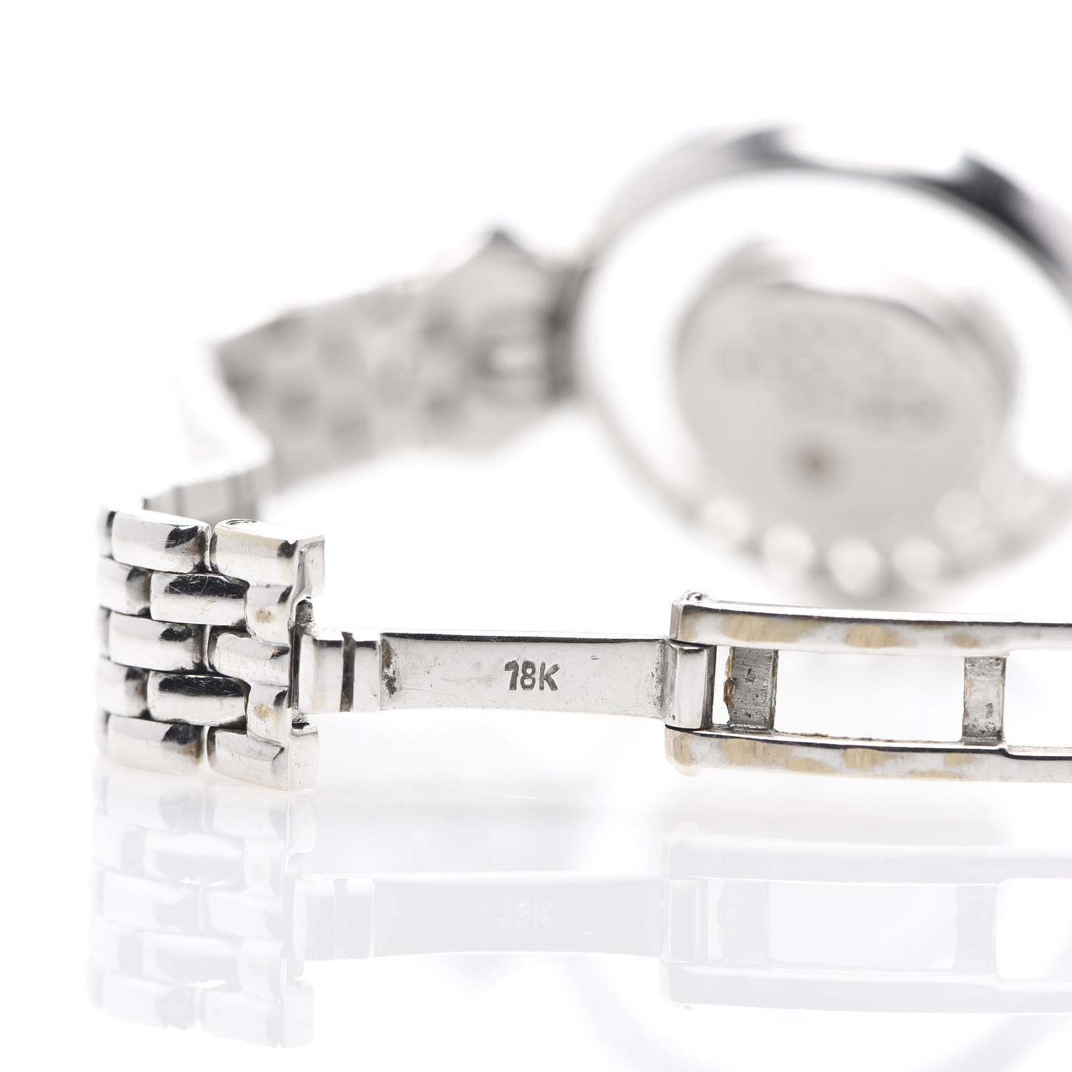 Chopard 18K White Gold Diamond Pave Bezel 24mm Happy Diamonds Oval Bow Tie Quartz Watch 4 of 6