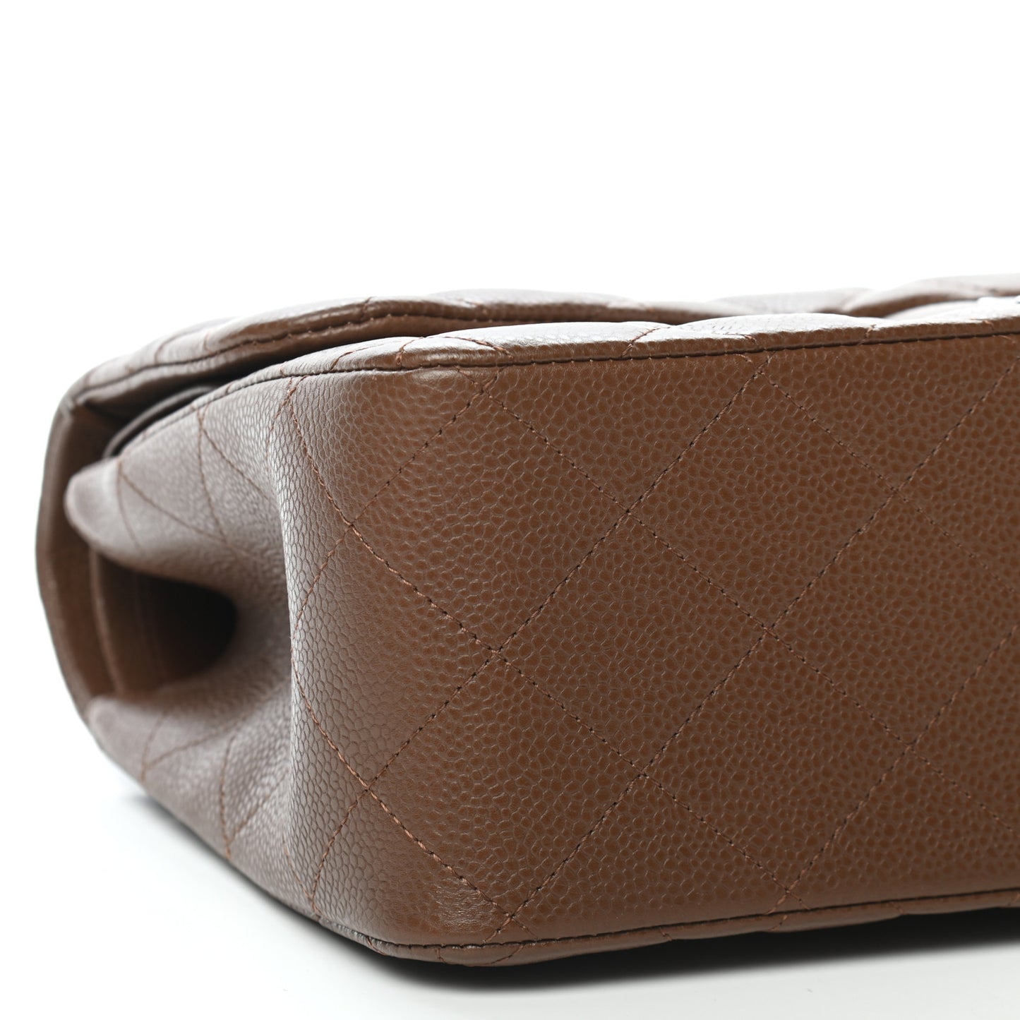 Caviar Quilted Jumbo Double Flap Brown