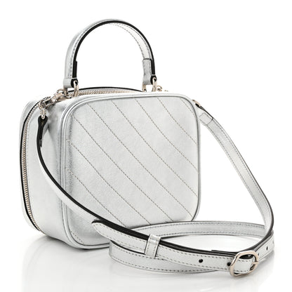 Gucci Metallic Sakai Be Green Calfskin Diagonal Stitched Blondie Top Handle Bag Silver 2 of 10