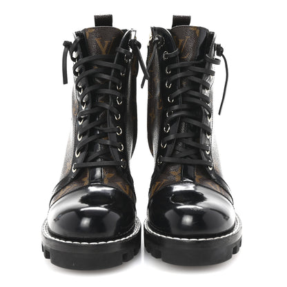 Louis Vuitton Patent Calfskin Monogram Star Trail Ankle Boots 38 Black 3 of 7