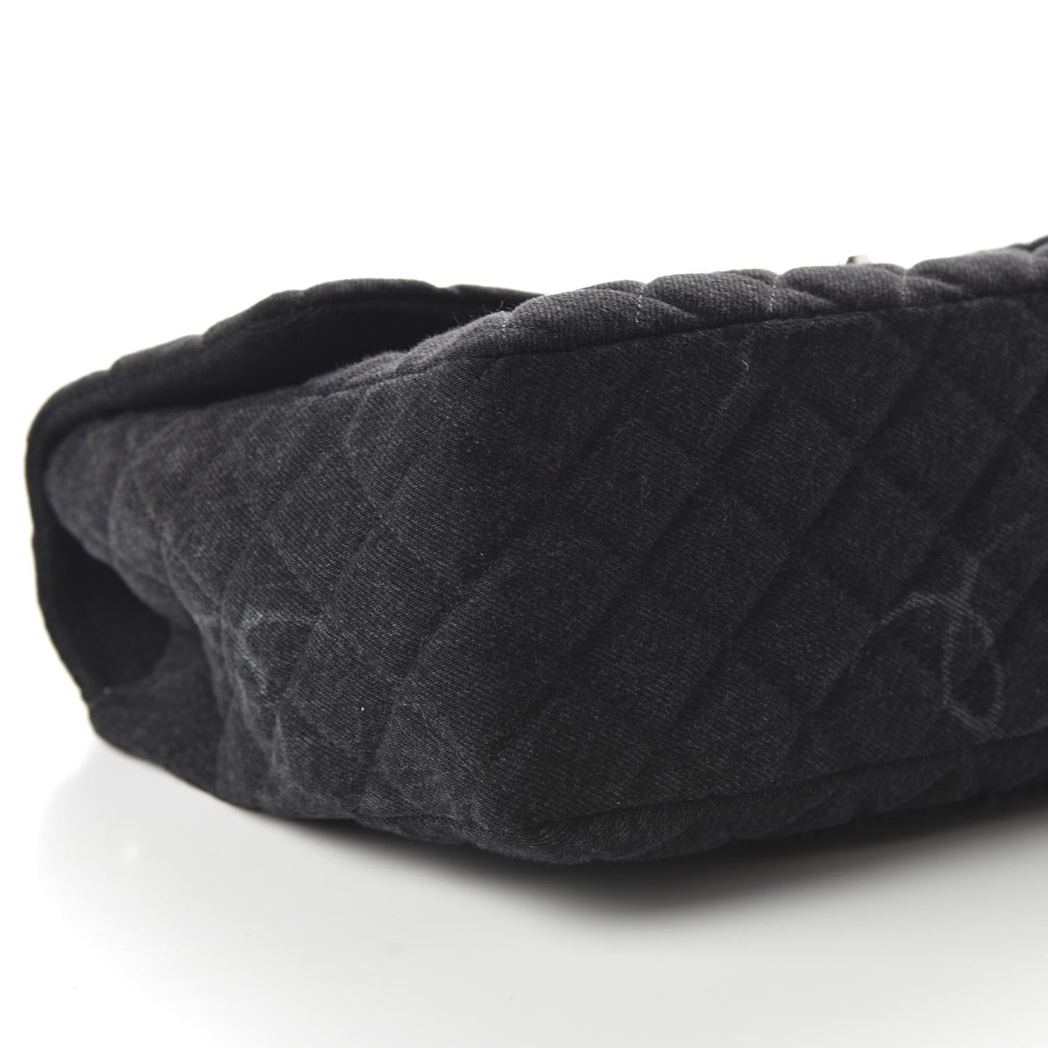 Chanel Denim Quilted CC Print Jumbo Single Flap Black 6 of 11