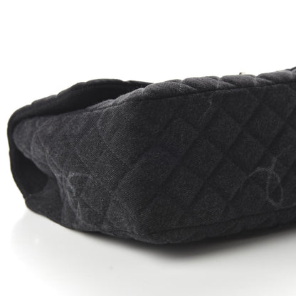 Chanel Denim Quilted CC Print Jumbo Single Flap Black 6 of 11
