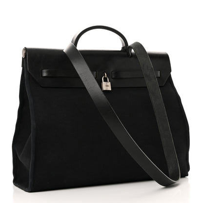 Hermes Toile Vache Calfskin Herbag 39 MM Black 3 of 10