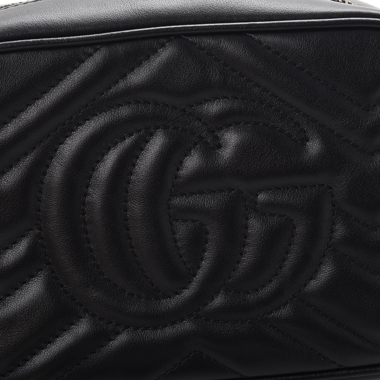 Gucci Calfskin Matelasse Mini GG Marmont Chain Shoulder Bag Black 8 of 9