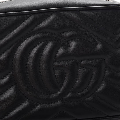 Gucci Calfskin Matelasse Mini GG Marmont Chain Shoulder Bag Black 8 of 9