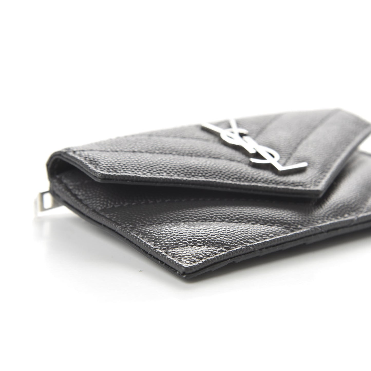 Grain De Poudre Matelasse Chevron Monogram Compact Wallet Storm