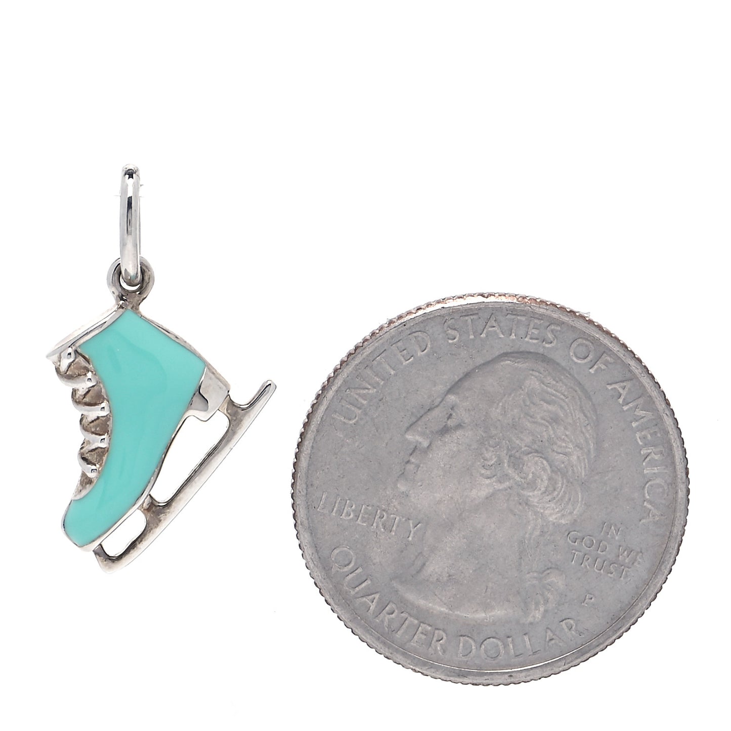 Sterling Silver Enamel Ice Skate Charm Blue