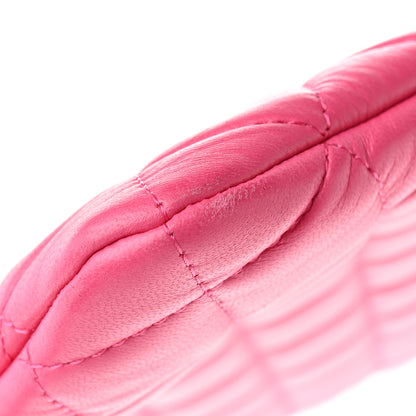 Chanel Lambskin Quilted Medium Cosmetic Case Dark Pink 14 of 14