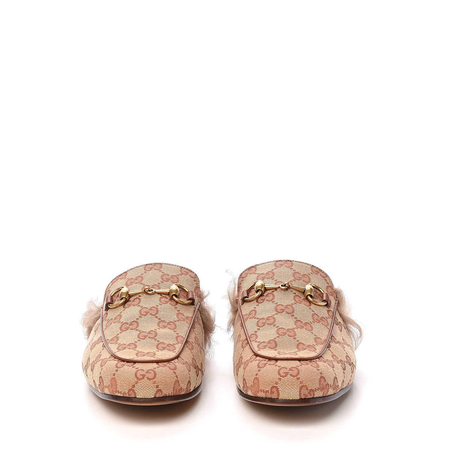 Gucci GG Monogram Fur Mens Princetown Slippers 7 Beige Ruggine Rust 3 of 10
