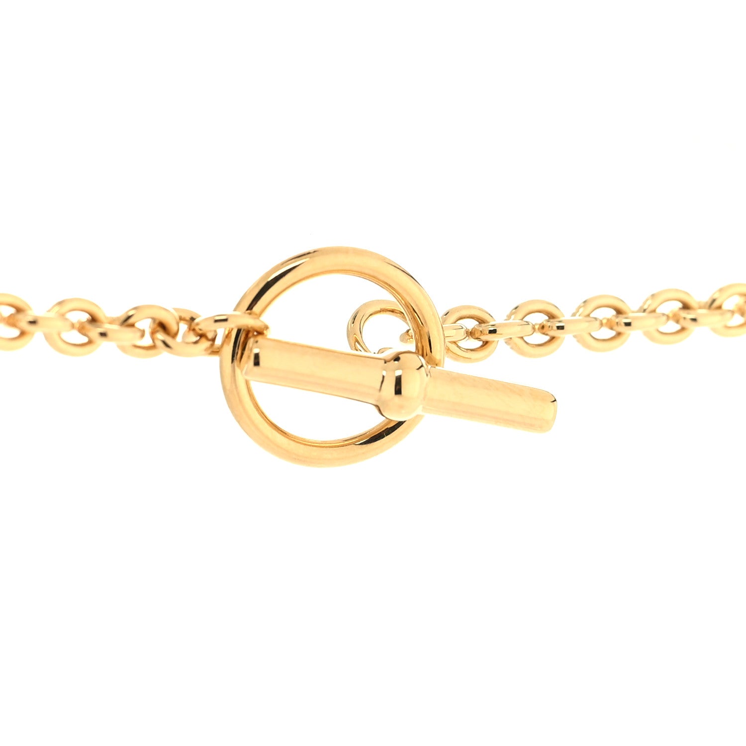 Hermes Enamel Medaille OP'H Small Necklace Jaune Or White 4 of 5