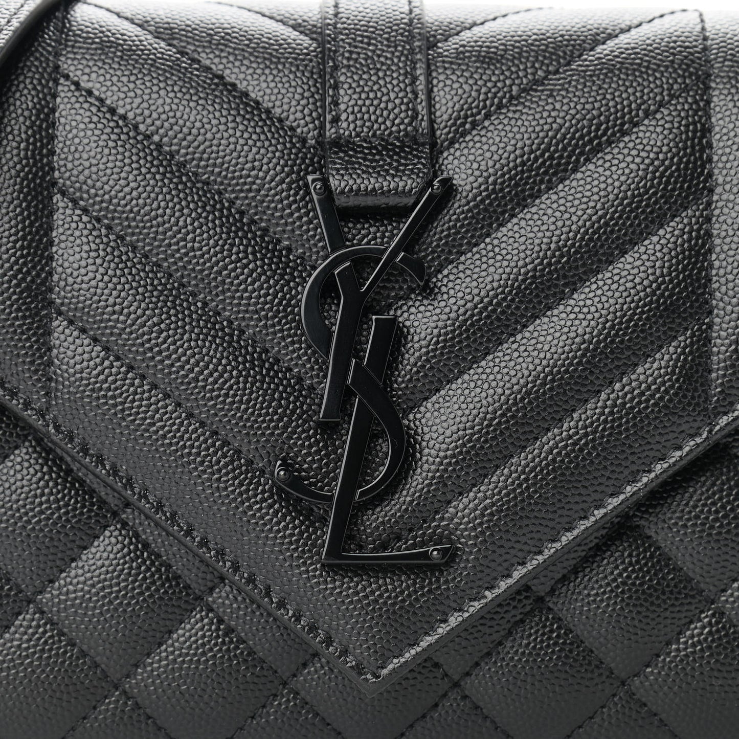 Grain De Poudre Textured Mixed Matelasse Triquilt Small Monogram Satchel Black