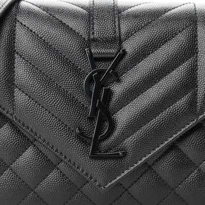 Saint Laurent Grain De Poudre Textured Mixed Matelasse Triquilt Small Monogram Satchel Black 7 of 10