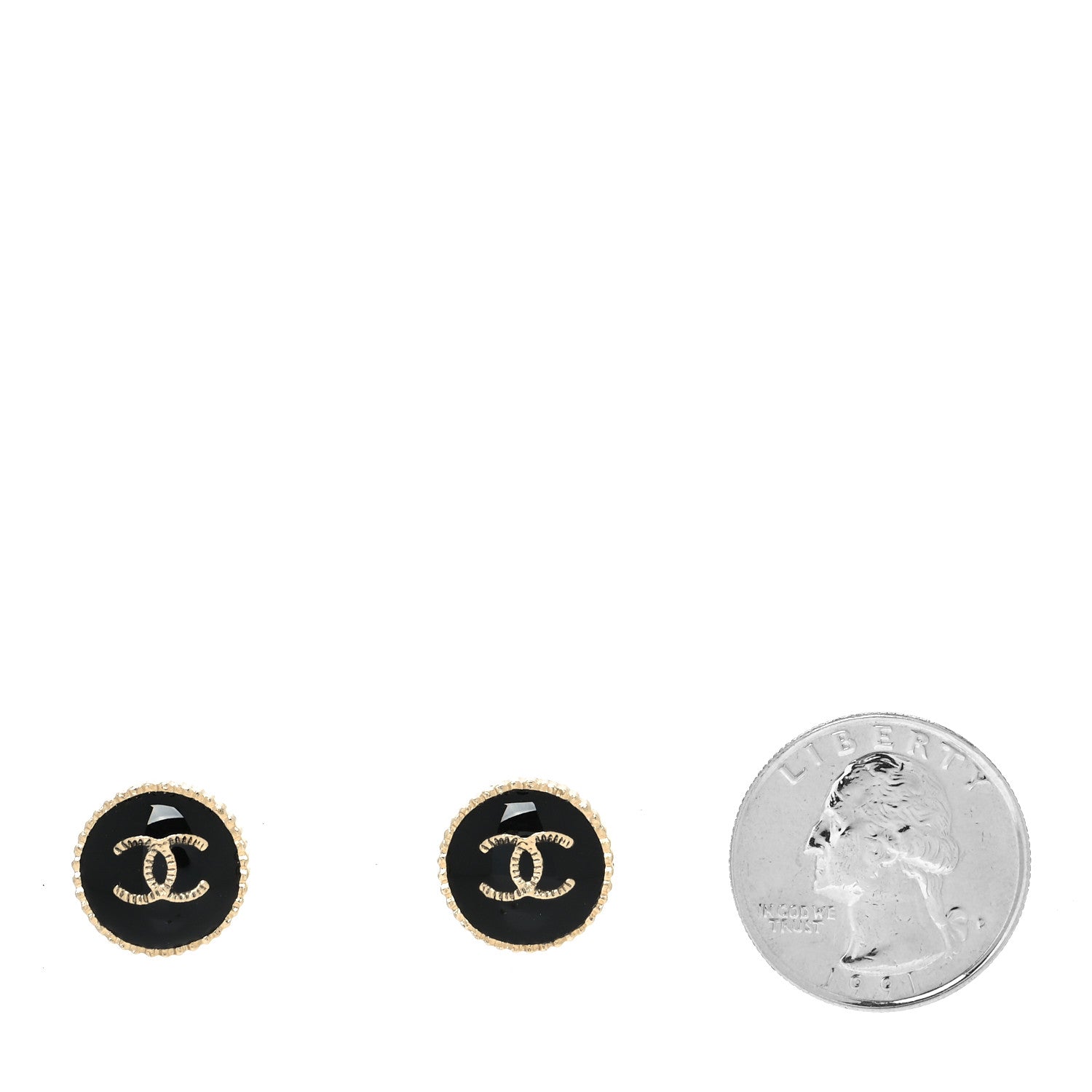 Chanel Resin CC Round Earrings Gold Black 2 of 4