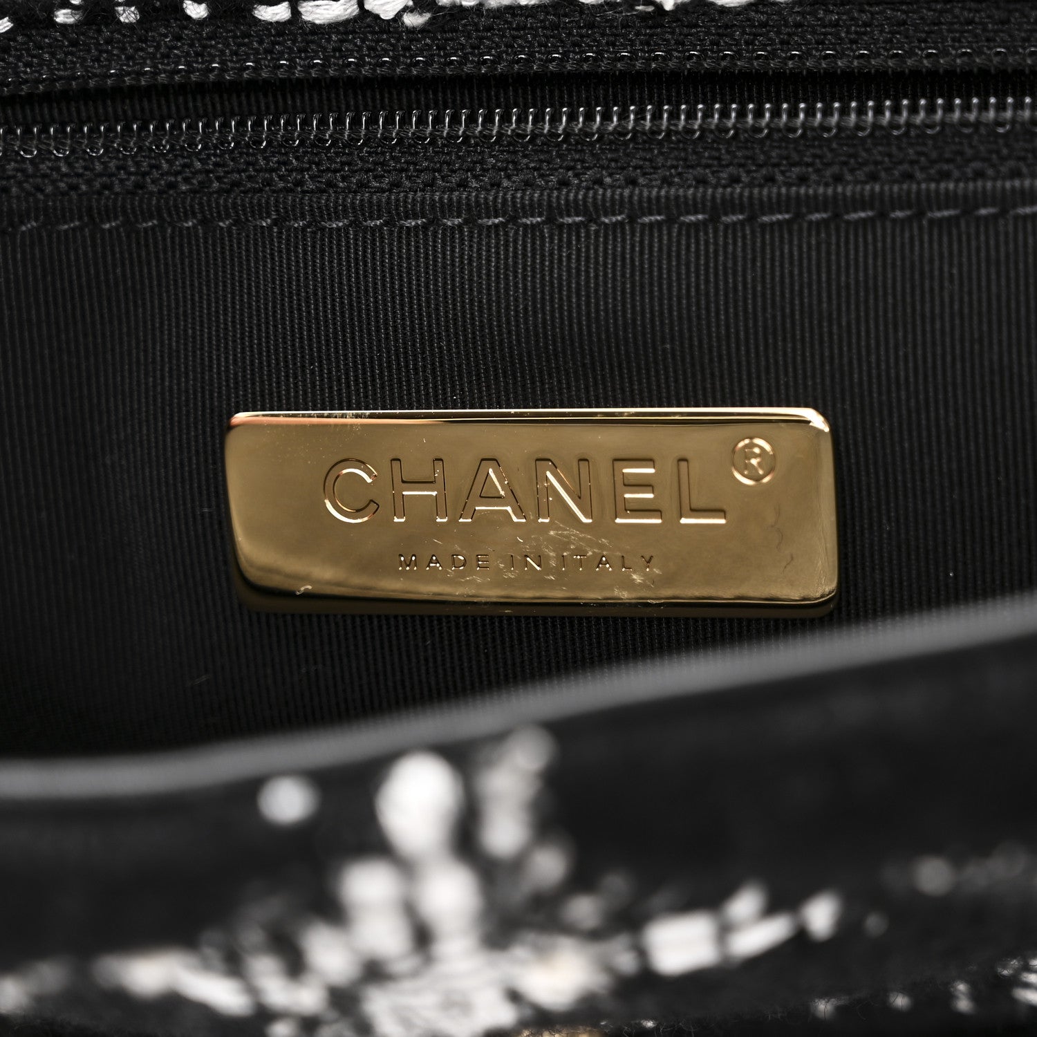 Chanel Tweed Quilted Large Chanel 19 Flap Black White 6 of 11