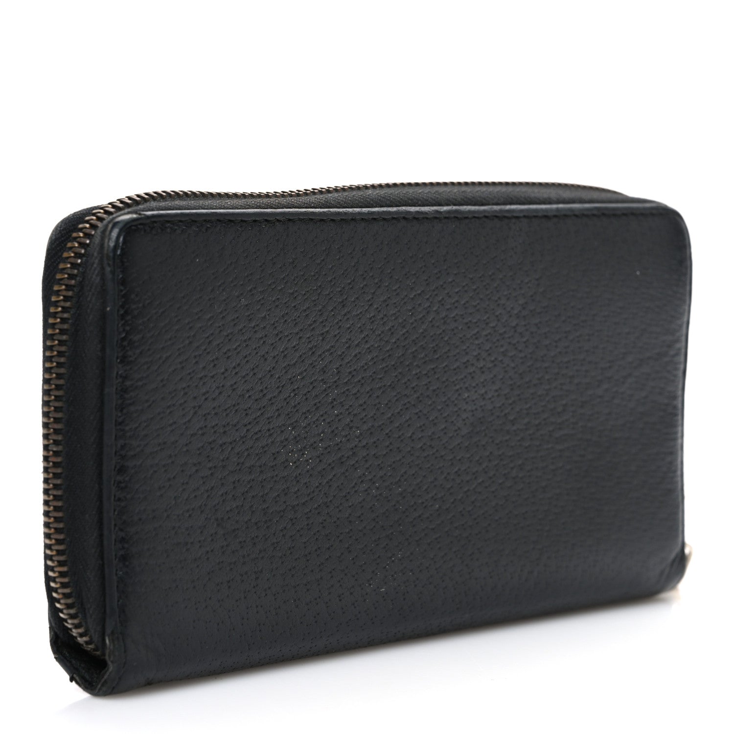 Gucci Dollar Calfskin Boar Effect GG Marmont Zip Around Wallet Black 3 of 8
