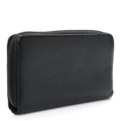 Gucci Dollar Calfskin Boar Effect GG Marmont Zip Around Wallet Black 3 of 8