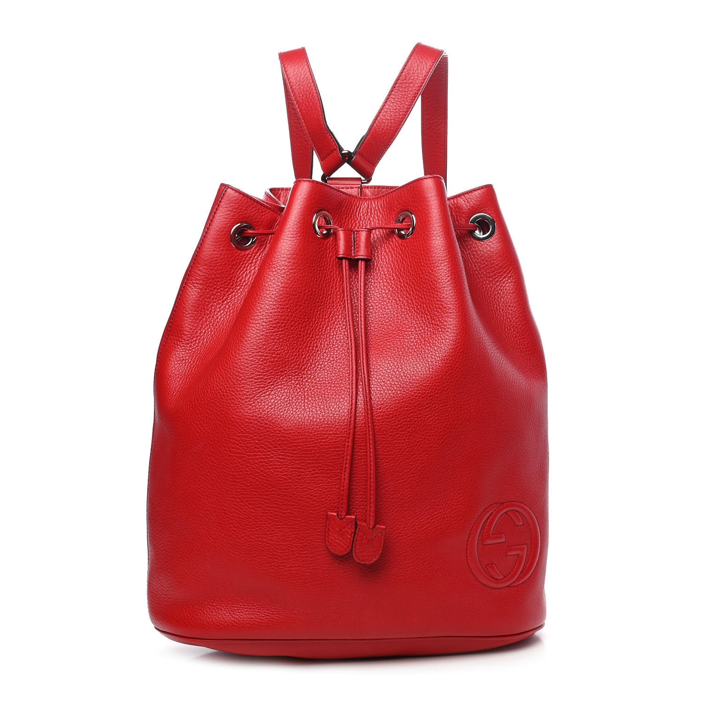 Pebbled Calfskin Small Soho Drawstring Backpack Tabasco Red