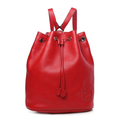 Gucci Pebbled Calfskin Small Soho Drawstring Backpack Tabasco Red 1 of 9