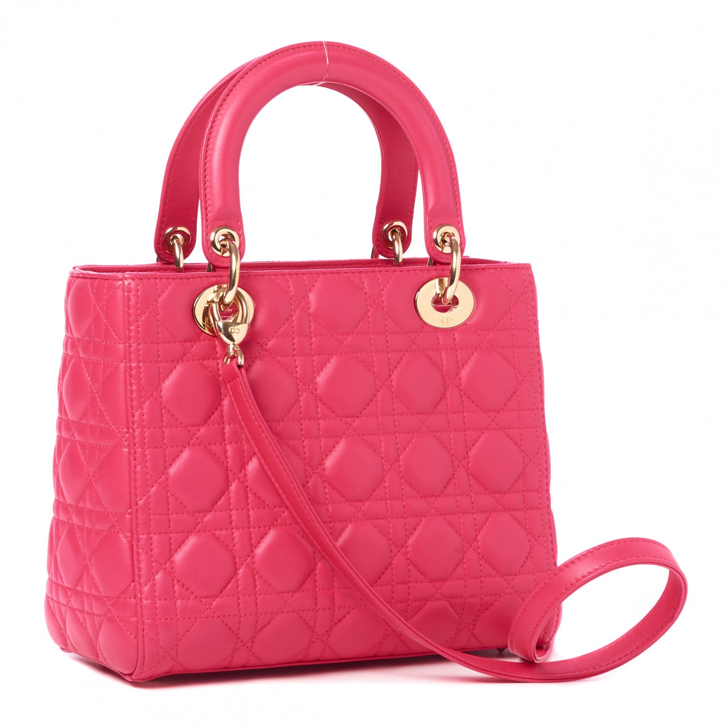 Lambskin Cannage Medium Lady Dior Fuchsia